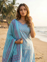 Jaipuri Pure Cotton Blue Suit Set