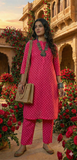 Bright Pink Polka Dot Kurta and Pant Set