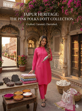 Bright Pink Polka Dot Kurta and Pant Set