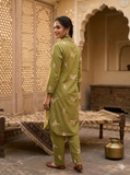 Olive Green Bird Print Kurta Pant Dupatta Set | Women's Ethnic Wear