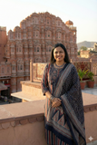 Jaipuri Pure Cotton Suit Set with Hand Work & Mulmul Dupatta (3-Piece)