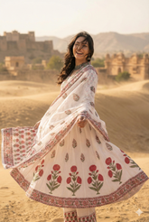 Jaipuri Pure Cotton Pink Anarkali Suit Set