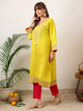 Party Wear Handwork Yellow with Pink Cord-Set for Women | Trending Cord- Set