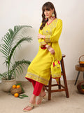 Party Wear Handwork Yellow with Pink Cord-Set for Women | Trending Cord- Set