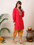 Party Wear Handwork Pink with Yellow Dhoti Cord-Set for Women | Trending Cord- Set