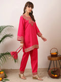 Party Wear Handwork Pink Cord-Set for Women | Trending Cord- Set