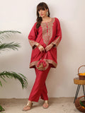 Party Wear Handwork Wine Pink Cord-Set for Women | Trending Cord- Set