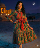 Pure Cotton Jaipuri Floral Print Midi Dress