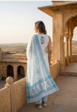 Jaipuri Pure Cotton Blue White Floral Suit Set