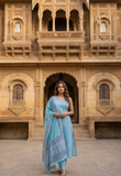 Jaipuri Pure Cotton Blue Suit Set